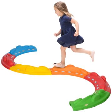 Zonekiz Kids Balance Beam, Kids 6 Pieces Stepping Stones Obstacle Course, For Ages 3-8 Years - Multicoloured