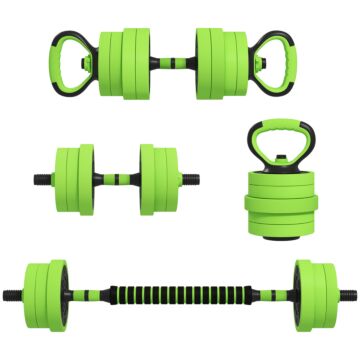 Sportnow 4-in-1 Adjustable Weight Dumbbells Set, Used As Barbell, Kettlebell, Push Up Stand, Free Weights Set For Home Gym Training, 20kg