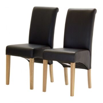 Havana Pu Chair With Oak Legs Brown