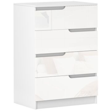 Homcom 4 Drawer Chest Of Drawers, Modern Dresser For Bedroom, Living Room, 60 X 40 X 85cm, White