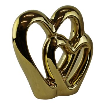 Gold Double Heart Ornament 15cm