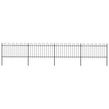 Vidaxl Garden Fence With Hoop Top Steel 6.8x1 M Black