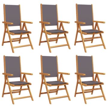 Vidaxl Reclining Garden Chairs 6 Pcs Anthracite Fabric And Solid Wood