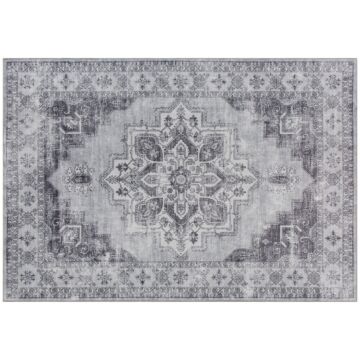 Homcom Vintage Area Rug, Non-slip Washable Rug, Flannel Floor Carpet For Living Room, Bedroom, Dining Room, Home Office, 290 X 200 Cm, Grey