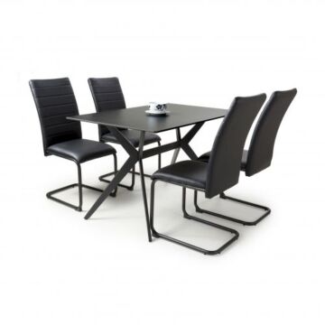 Timor 1.2m Black & 4 Carlisle Black Dining Set