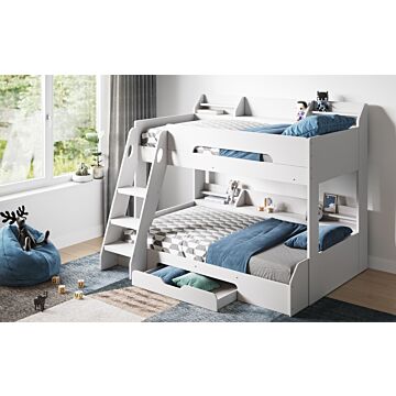 Flair Flick Triple Bunk Bed White With Storage