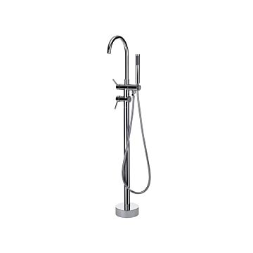 Bath Mixer Tap Silver Brass Freestanding Bathtub Faucet With Hand Shower Modern Design Beliani