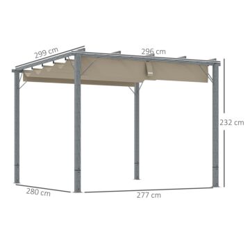 Outsunny 3 X 3 M Retractable Roof Pergola - Grey