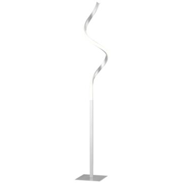 Homcom Standing Lamp For Living Room, Modern Spiral Standing Lamp With 3 Adjustable Brightness And Square Base, Silver