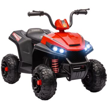 Aiyaplay 12v Kids Electric Quad Bike W/ Spring Suspension System, Forward & Backward, Led Light, Music, Mp3, Red