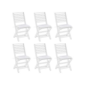 Set Of 6 Outdoor Seat Pad Cushions White String Tied Zip Fastener Uv Resistant Beliani