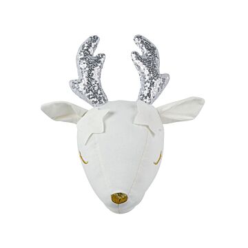 Plush Animal Head Wall Decor White Cotton Roe Deer Head Kid's Room Toy Decoration Accessory Beliani