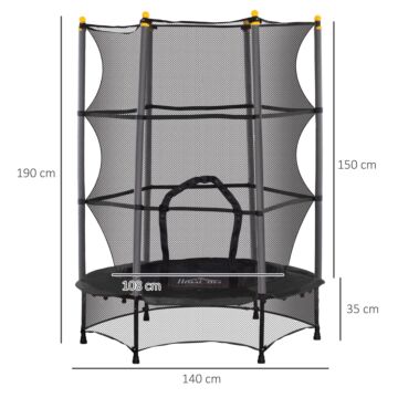 Homcom 4.6ft/75" Kids Trampoline, Indoor Outdoor Toddler Trampoline, With Safety Enclosure, Springless Design - Black