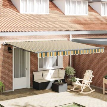 Vidaxl Manual Retractable Awning Green And Yellow 400x300 Cm