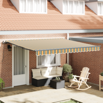 Vidaxl Manual Retractable Awning Green And Yellow 400x300 Cm