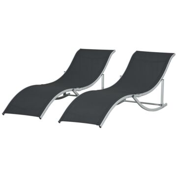 Outsunny 2 Pieces Folding Sun Lounger, S-shaped Lounge Chairs Reclining Sleeping Bed With Aluminium Frame