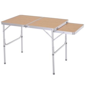 Outsunny Aluminium Pincic Table Mdf-top 3ft Folding Portable Outdoor Table Silver