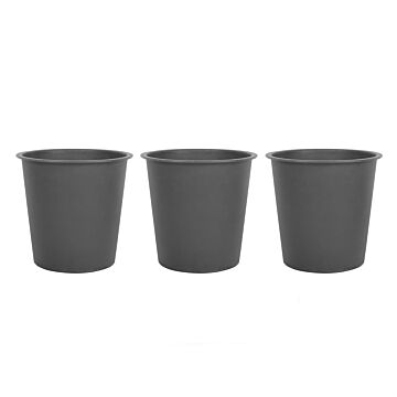 Set Of 3 Plant Pot Insert Black Synthetic Indoor Outdoor Flower Pot Accessory Beliani