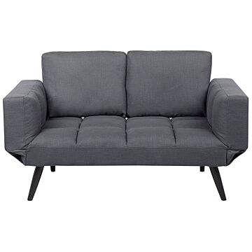 Sofa Bed Dark Grey Loveseat Adjustable Armrests Minimalist Beliani