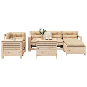 Vidaxl 7 Piece Garden Sofa Set Solid Wood Pine