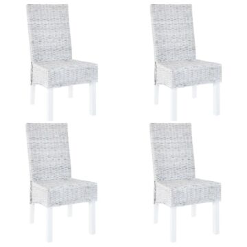 Vidaxl Dining Chairs 4 Pcs Light Brown Kubu Rattan And Mango Wood