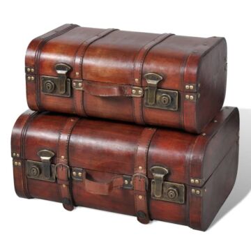 Vidaxl Wooden Treasure Chest 2 Pcs Vintage Brown