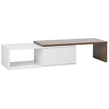 Tv Stand Light Wood And White Mdf For Up To 70 ʺ Extending Top Media Unit Beliani
