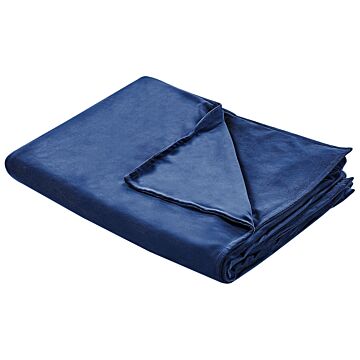 Weighted Blanket Cover Navy Blue Polyester Fabric 150 X 200 Cm Solid Pattern Modern Design Bedroom Textile Beliani