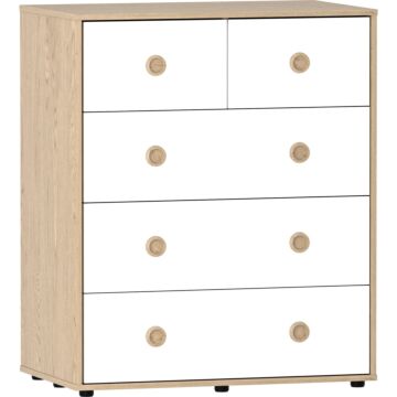 Junior Vida Neptune 5 Drawer Chest, White & Oak