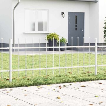 Vidaxl Garden Fence With Spear Top - White, 11.9 X 0.6 M, Steel