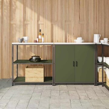 Vidaxl With Shelf With Storage With Door Adjustable 2 Pcs Olive Green Cold-rolled Steel