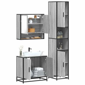 Vidaxl 4 Piece Bathroom Furniture Set Grey Sonoma Engineered Wood