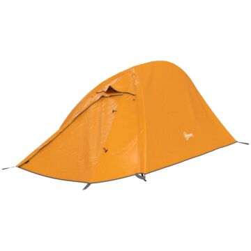 Outsunny Double Layer Camping Tent, 1-2 Man Backpacking Tent With Carry Bag, 2000mm Waterproof And Lightweight, Orange