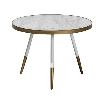 Coffee Table White Marble Effect Gold Base Living Room Beliani