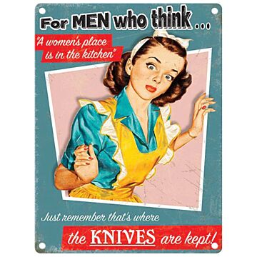 Small Metal Sign 45 X 37.5cm Funny Just Remember Where The Knives Are Kept