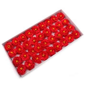 Craft Soap Flower - Camellia - Red - Pack Of 10