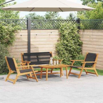 Vidaxl Garden Chairs With Table 4 Pcs Black Solid Wood Acacia