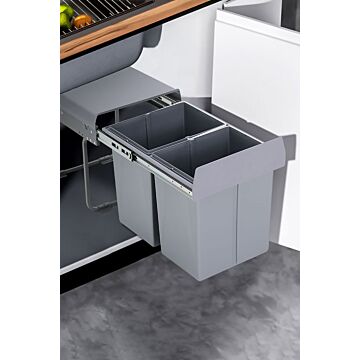 20l*2 Waste Bin Dustbin 2-section Double Compartments Trash Can Kitchen