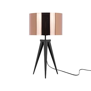 Tripod Table Lamp Copper With Black Base Drum Shade Industrial Beliani