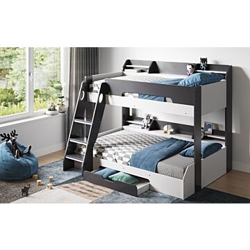 Flair Flick Triple Bunk Bed Grey With Storage