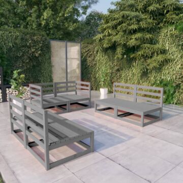 Vidaxl 6 Piece Garden Lounge Set Grey Solid Pinewood
