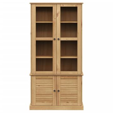 Vidaxl Glass Display Cabinet Vigo 85x35x170 Cm Solid Wood Pine