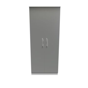 Contrast Double Plain Wardrobe In Dusk Grey & White