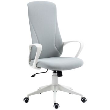 Vinsetto High-back Office Chair, Elastic Desk Chair With Armrests, Tilt Function, Adjustable Seat Height, Light Grey