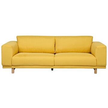 Sofa Yellow 3-seater Modern Retro Style Living Room Wide Armrests Beliani