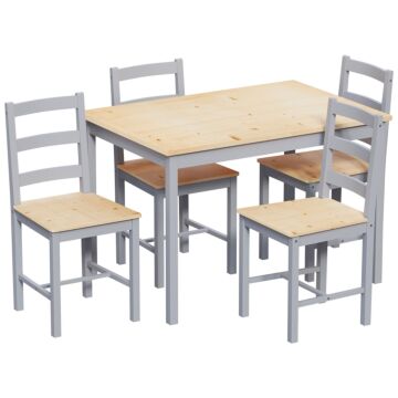 Vida Designs Yorkshire 4 Seater Dining Set, Grey & Pine