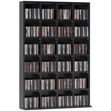 Homcom Cd Storage Unit With Adjustable Shelves, 89 X 130.5 Cm, Black