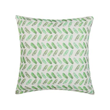 Decorative Cushion Green And White Geometric Print Square 45 X 45 Cm Modern Décor Accessories Beliani
