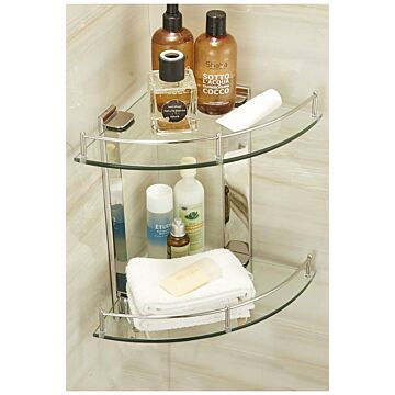 2-tier Tempered Glass Corner Shelf Bathroom Wall Mounted