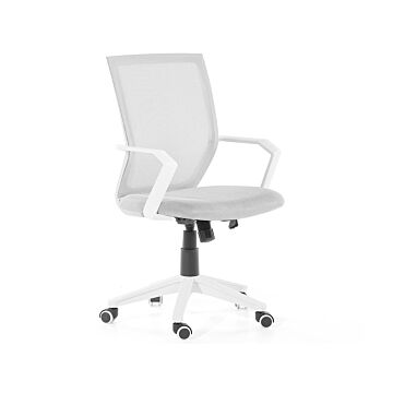 Desk Chair Light Grey Swivel Mesh Castors Adjustable Home Office Study Beliani